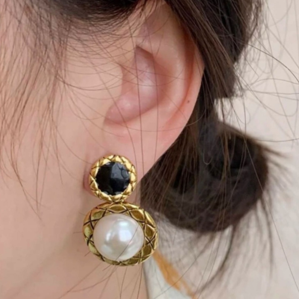925 Sterling Silver Faux Pearl RoundDrop Earrings